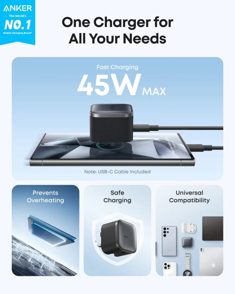 Anker A2692 Nano Charger 45W USB-C Ultra-Compact Fast Adapter