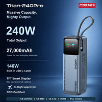 Promate Titan-240Pro 27000mAh 240W Power Bank with TFT Display