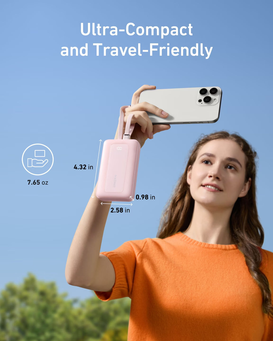 Anker Zolo A1680 10000mAh 30W Power Bank with Built-In USB-C & Lightning Cables