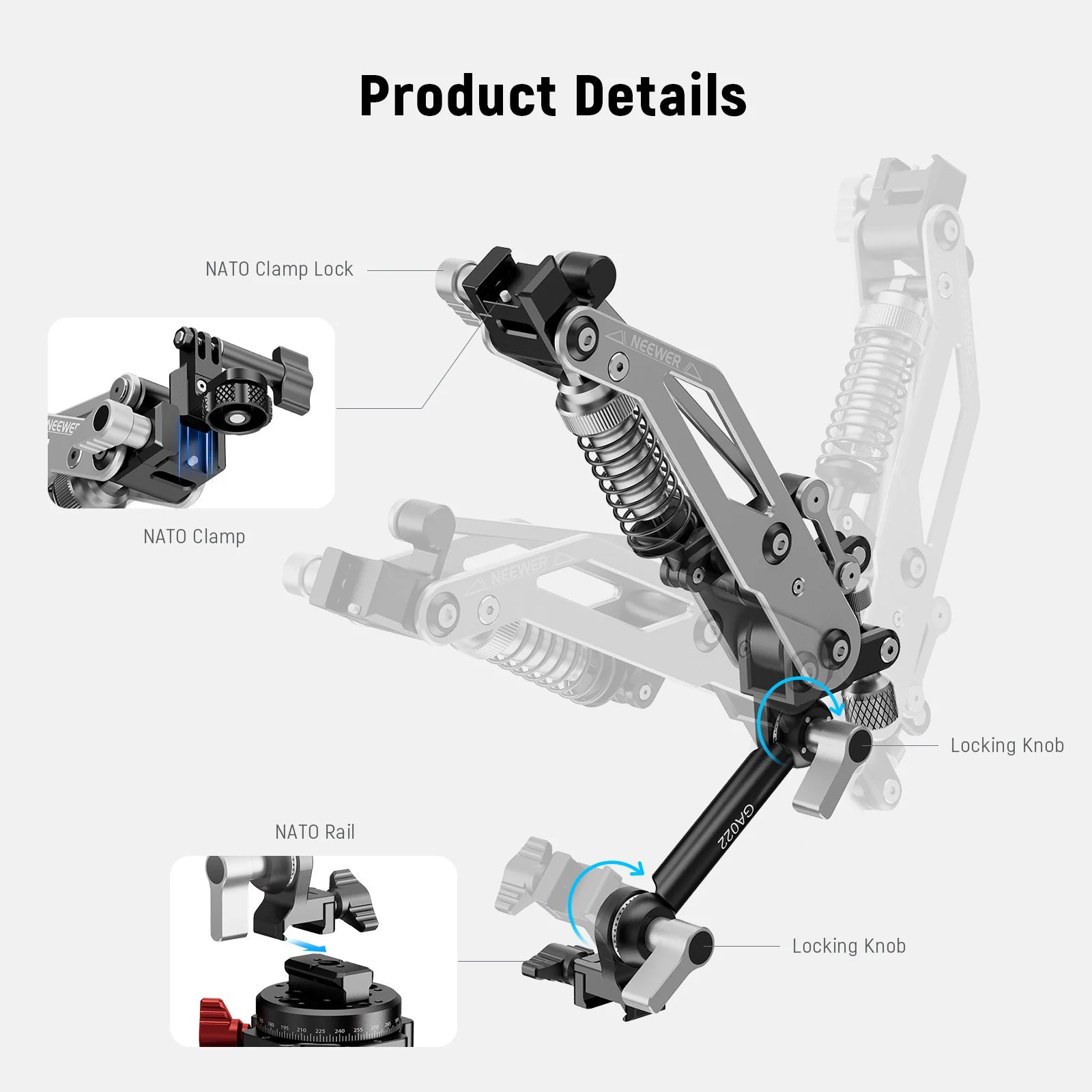 Neewer GA022 Hydraulic Boom Arm Suction Cup Mount