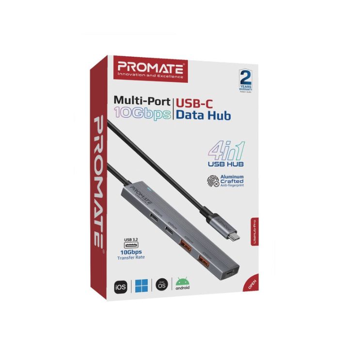 Promate LiteHub-Pro 4-in-1 10Gbps USB-C Hub
