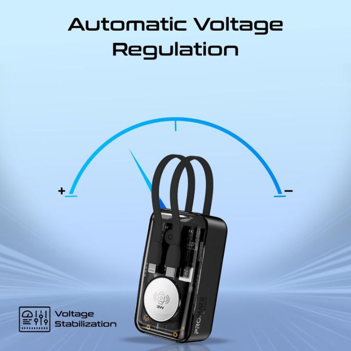 Promate Mavrix 10000mAh 35W Power Bank with Built-In Cables