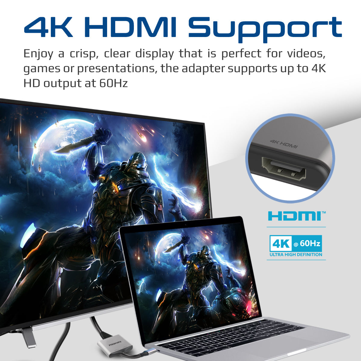 Promate MediaLink-H2 4K USB-C to Dual HDMI Adapter