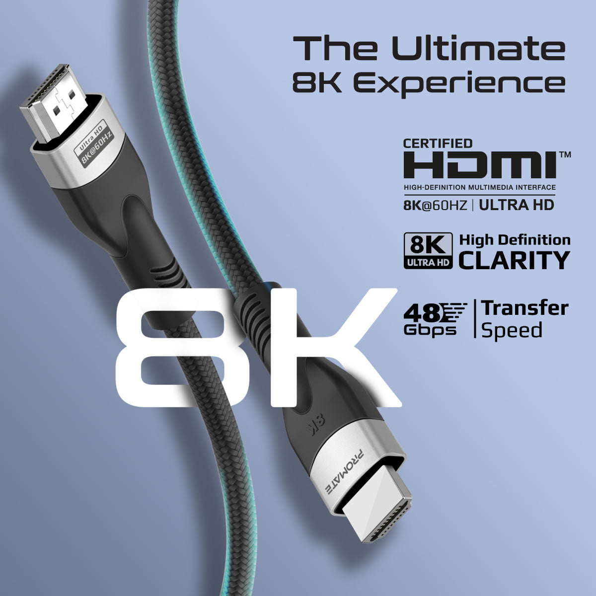 Promate PrimeLink 8K Certified HDMI 2.1 Cable