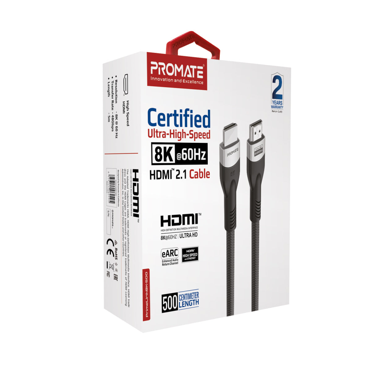 Promate PrimeLink 8K Certified HDMI 2.1 Cable