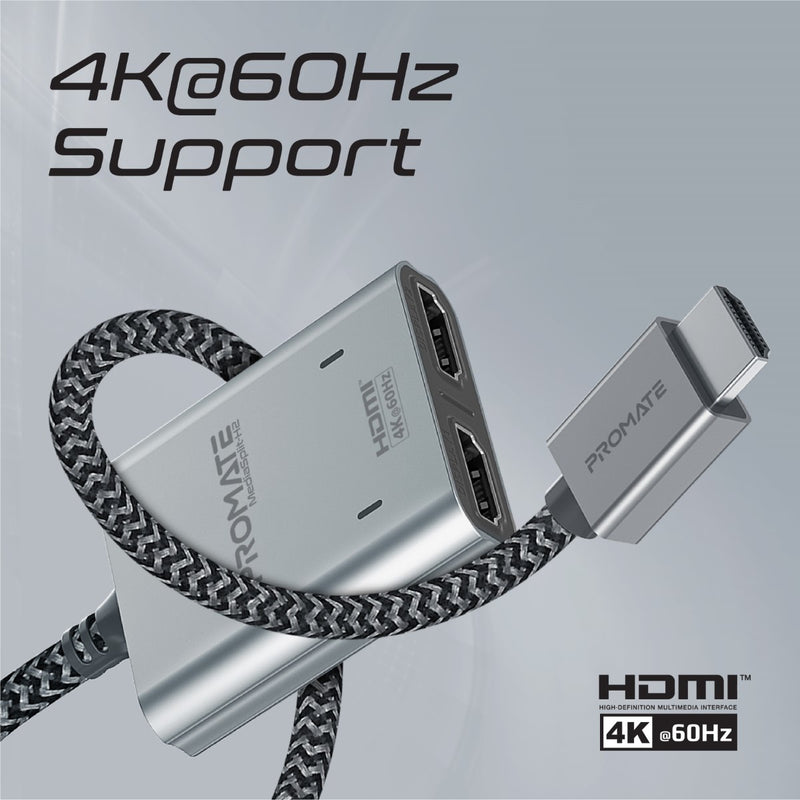 Promate MediaSplit-H2 Dual HDMI 4K@60Hz Splitter Cable