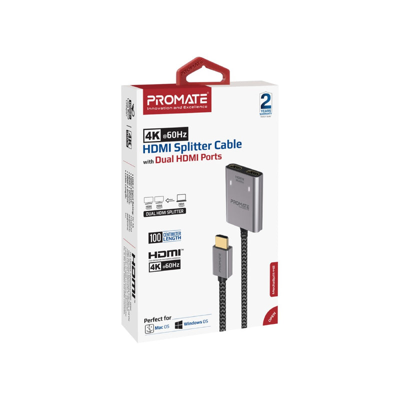Promate MediaSplit-H2 Dual HDMI 4K@60Hz Splitter Cable