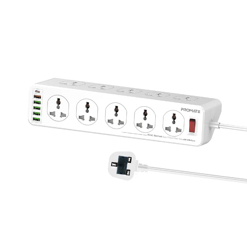 Promate PowerMatrix 5M 10 Socket Power Strip