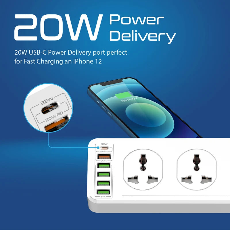 Promate PowerMatrix 5M 10 Socket Power Strip