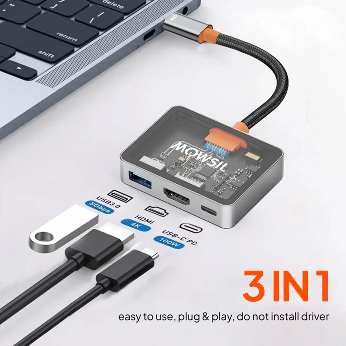 Mowsil MOCHB3 USB-C To HDMI Multiport Adapter