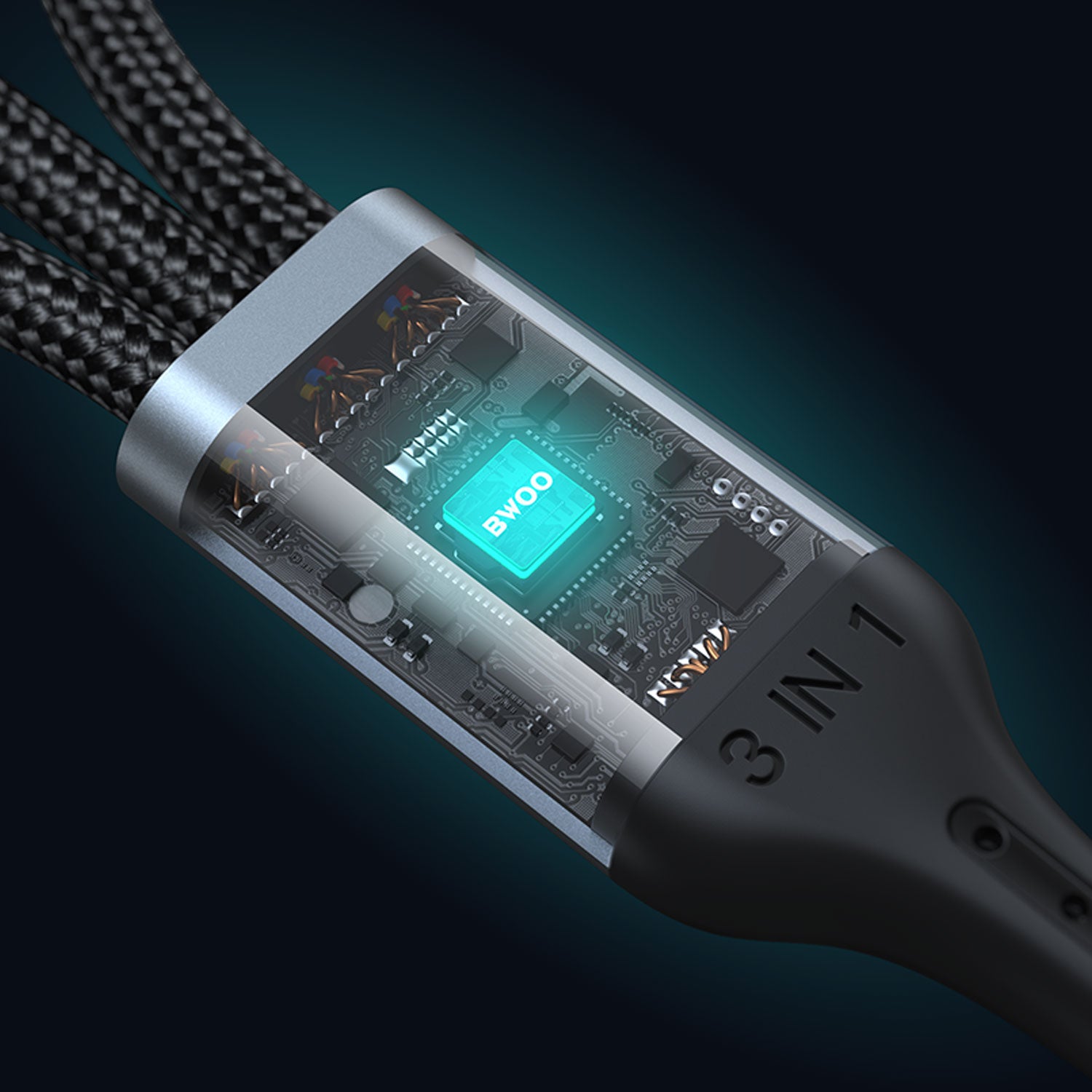 BWOO X274 3-in-1 Aluminium Alloy Data Cable