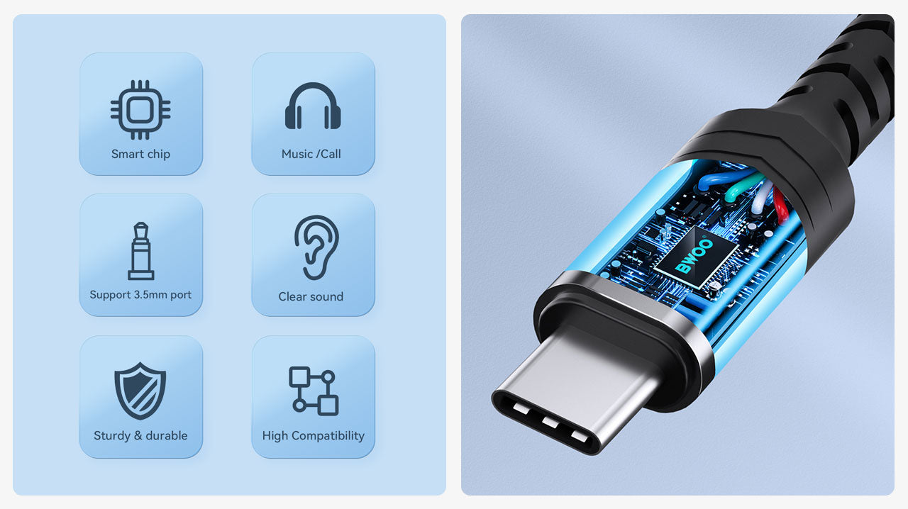 BWOO BZ47 Type-C to AUX 3.5mm Audio Cable
