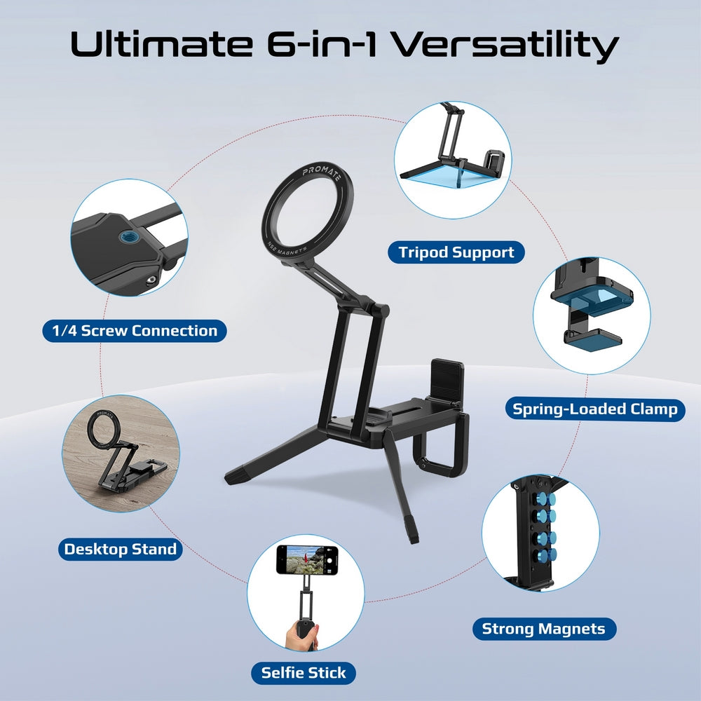 Promate Axon-Pro Multi-Functional Magnetic Smartphone Mount & Stand