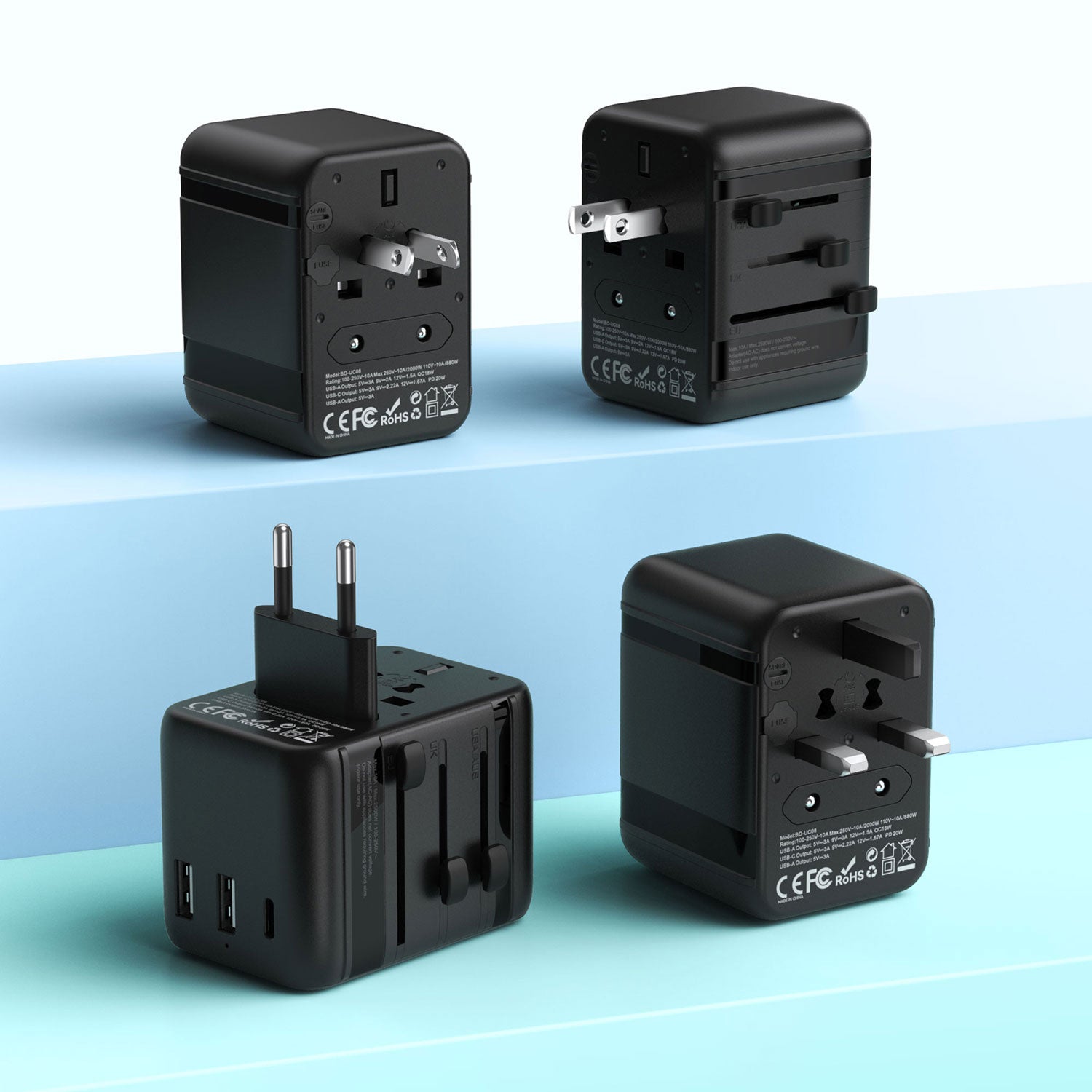 BWOO UC08 GaN Universal Travel Adapter PD 20W + QC 18W