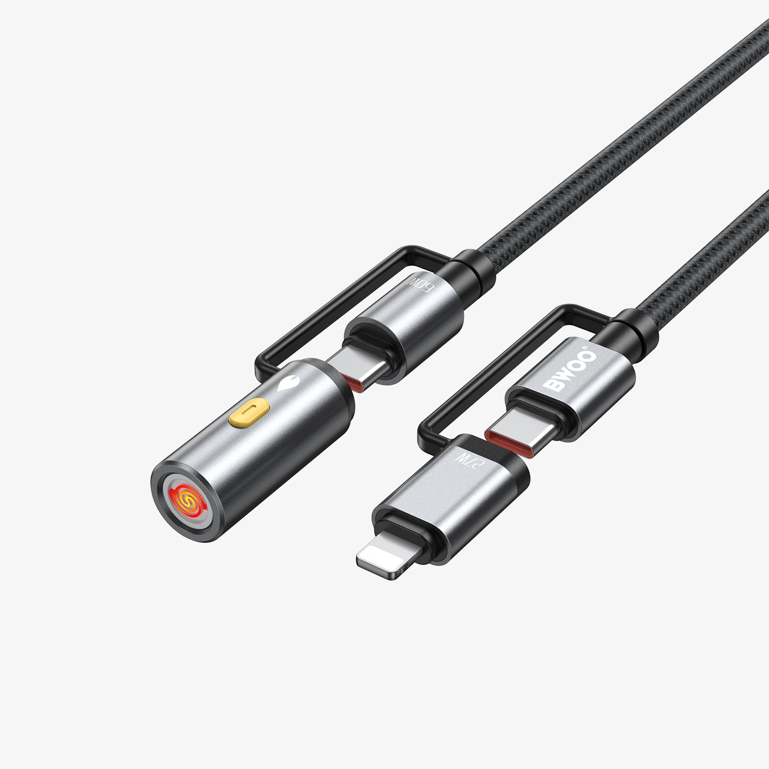 BWOO 4-in-1 60W Fast Charging Cable With Lighter / LED Light