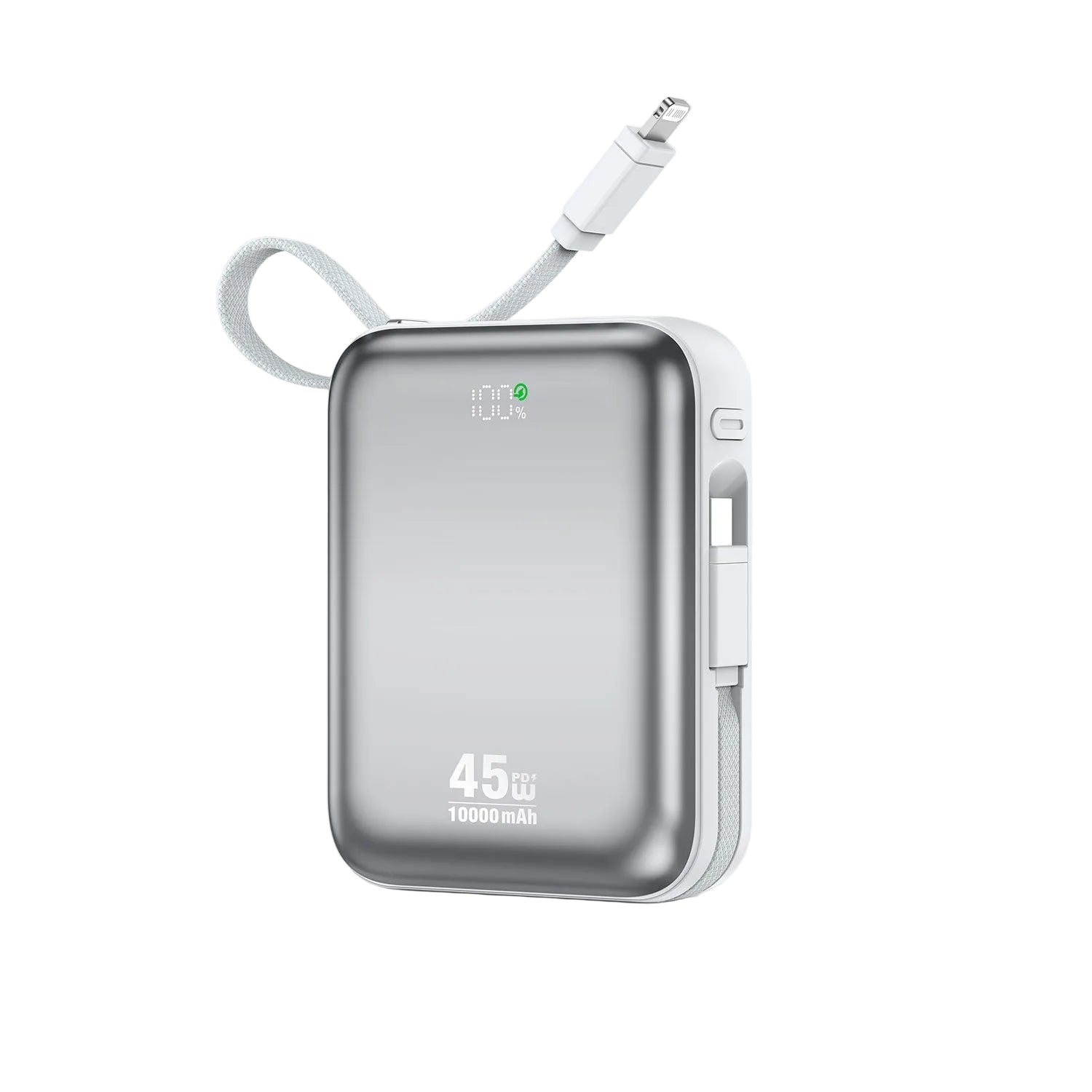 BWOO P77 10000mAh PD 45W Power Bank with Built-In Charging Cables