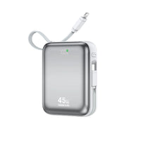 BWOO P77 10000mAh PD 45W Power Bank with Built-In Charging Cables