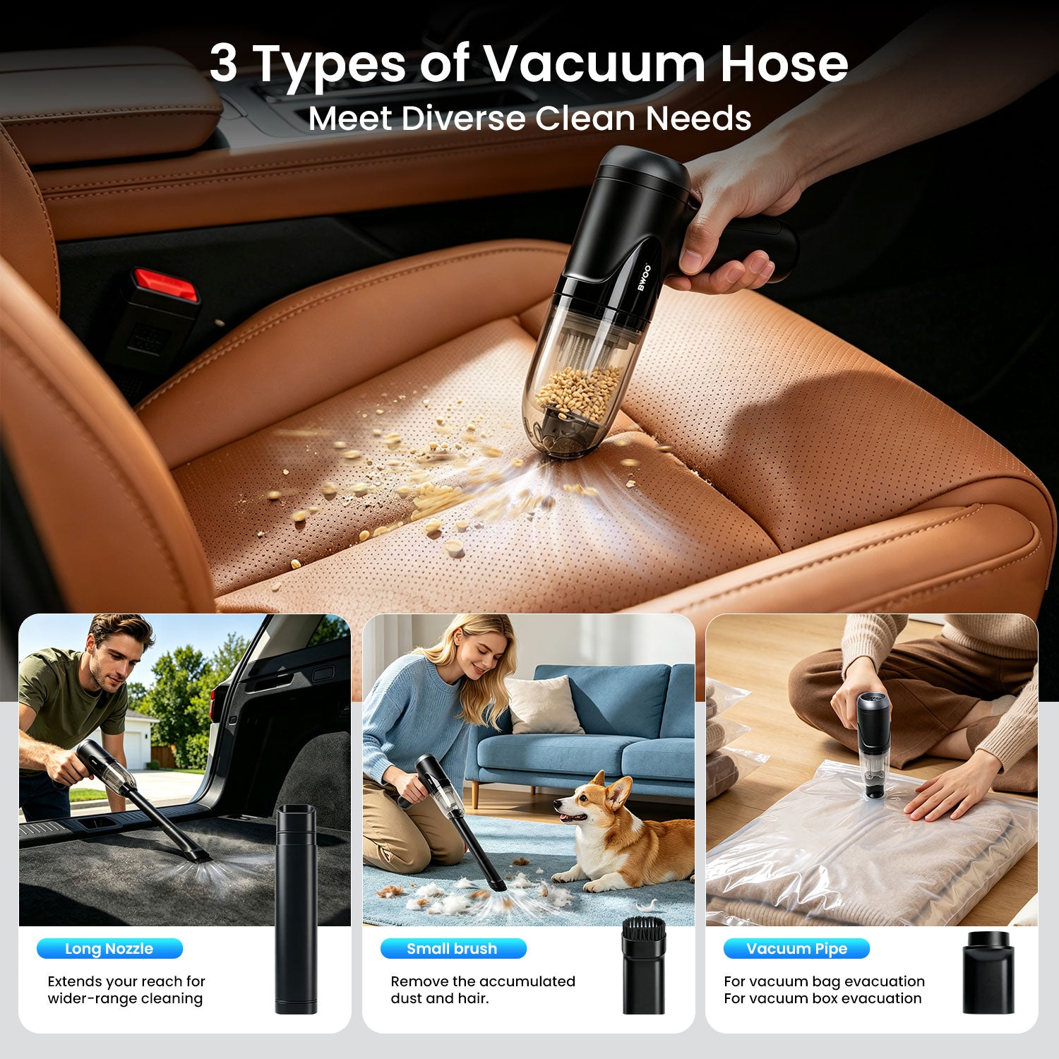 BWOO XD03 Multi-Functional Handheld Car Vacuum Cleaner