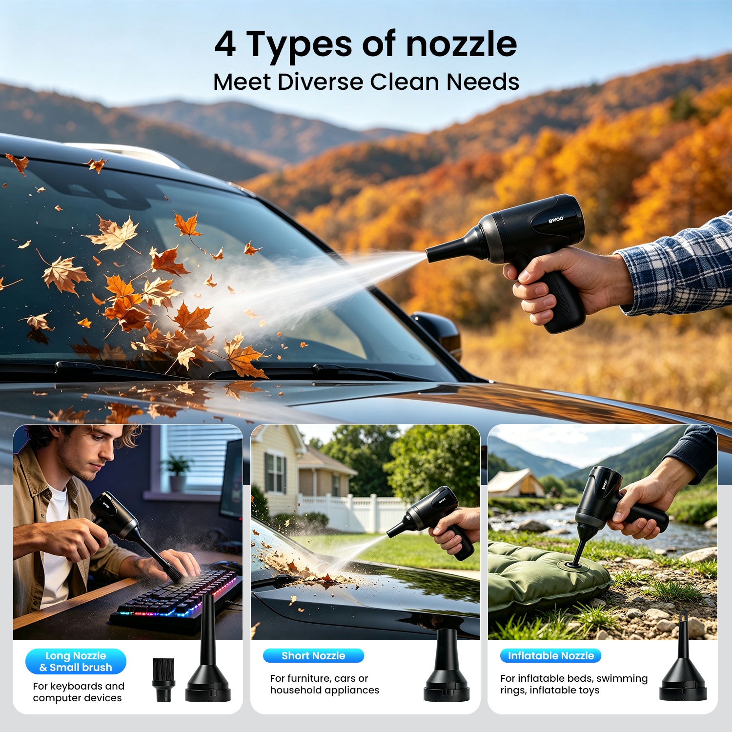 BWOO XD03 Multi-Functional Handheld Car Vacuum Cleaner