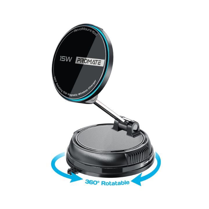Promate RevoMount-15W 360° Wireless Car Charger