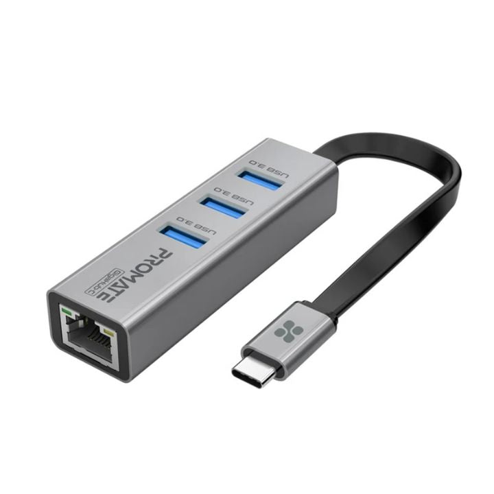 Promate GigaHub-C USB-C Hub with Gigabit Ethernet