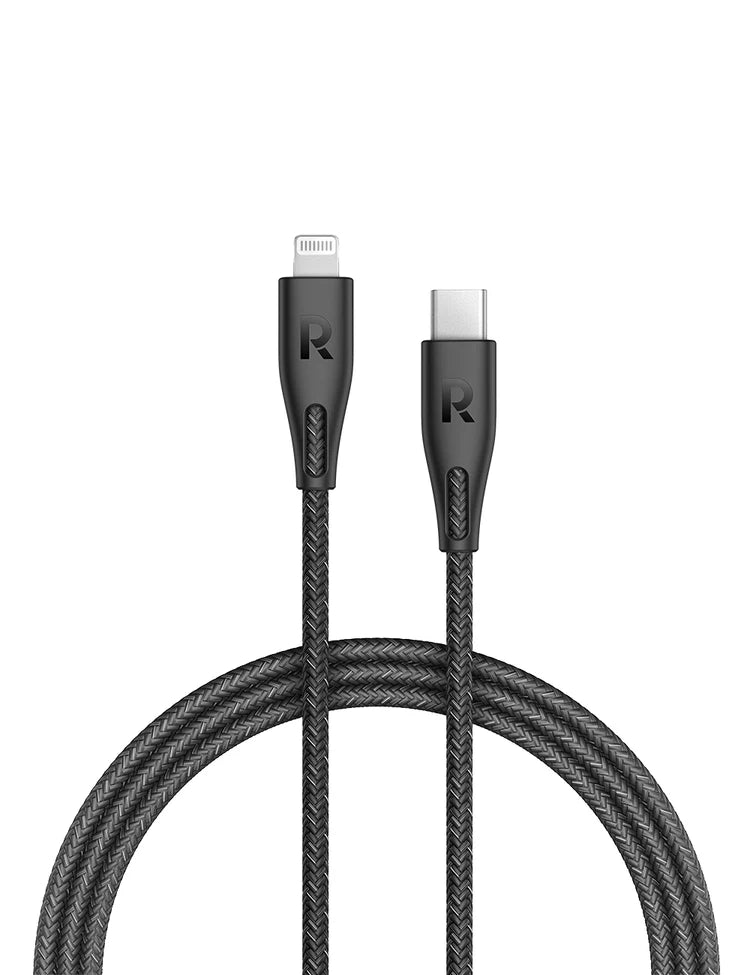 RAVPower Type-C to Lightning Cable- Nylon White | 1.2m & 2m