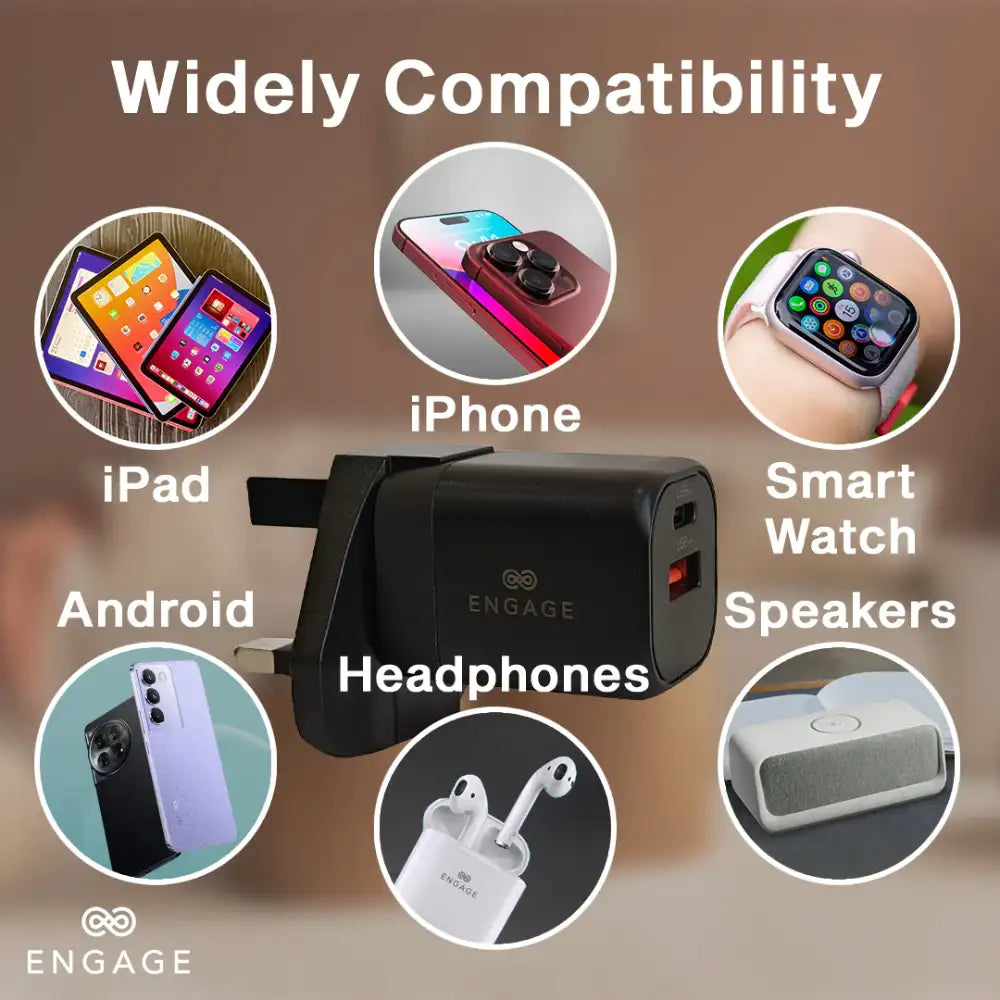 Engage Dual Port 20W PD Fast Charger