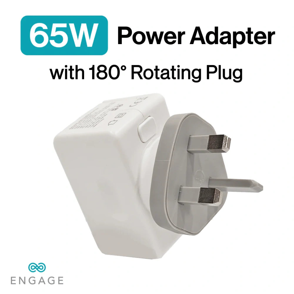 Engage 65W Rotating Plug Charger – Dual USB-C + USB-A