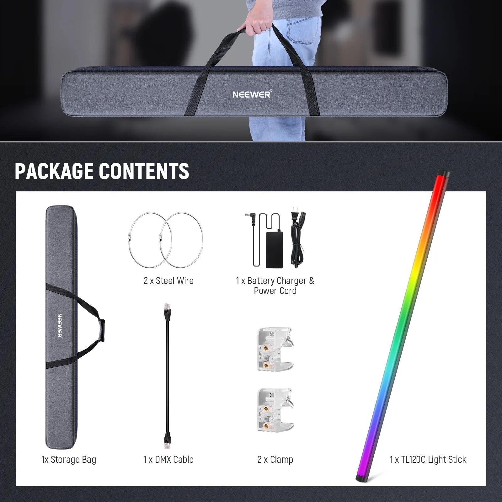 Neewer TL120C App RGBWW LED Tube Light