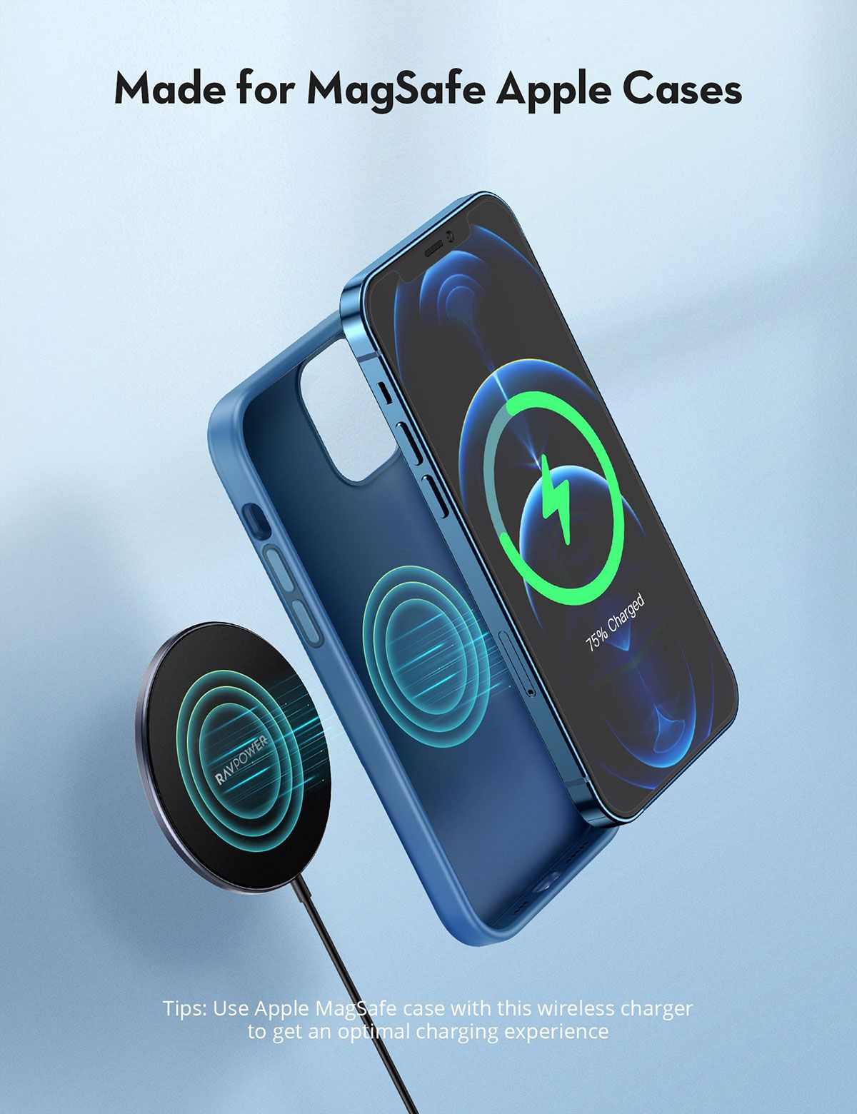 RAVPower RP-WC012 Magnetic Wireless Charger for iPhone & AirPods