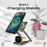 Promate LucidFold-Trio 15W 3-in-1 Wireless Charger