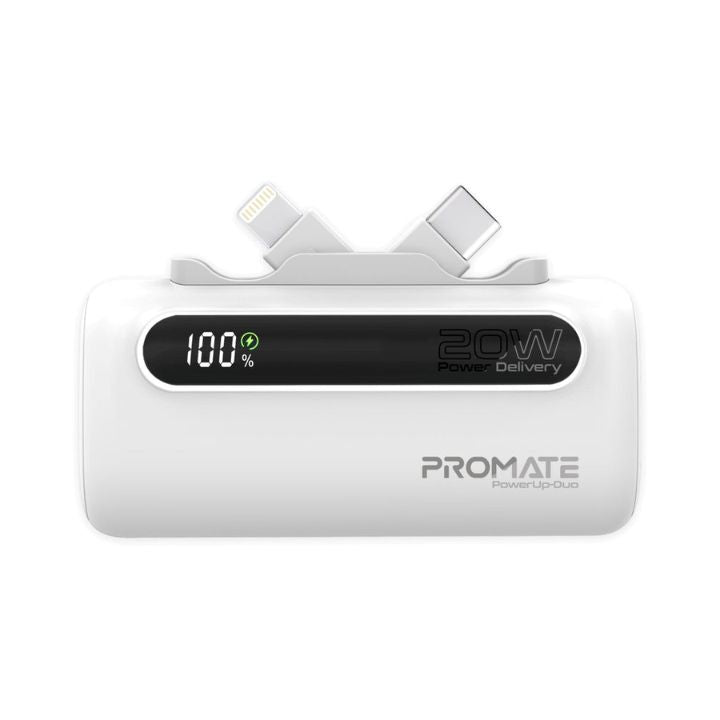 Promate PowerUp-Duo 5000mAh 20W Dual-Connector Power Bank