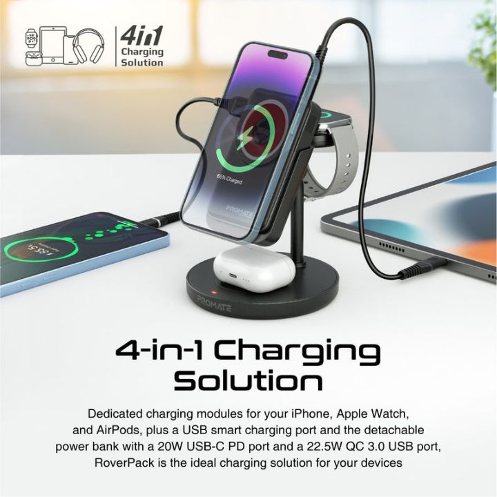 Promate RoverPack 10000mAh 4-in-1 Charging Station
