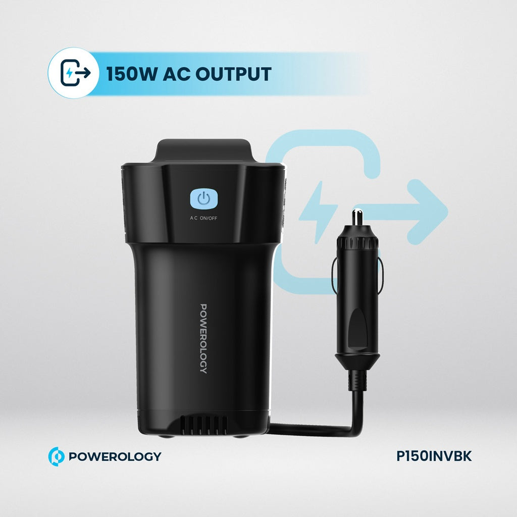 Powerology 150W Cup Holder Power Inverter