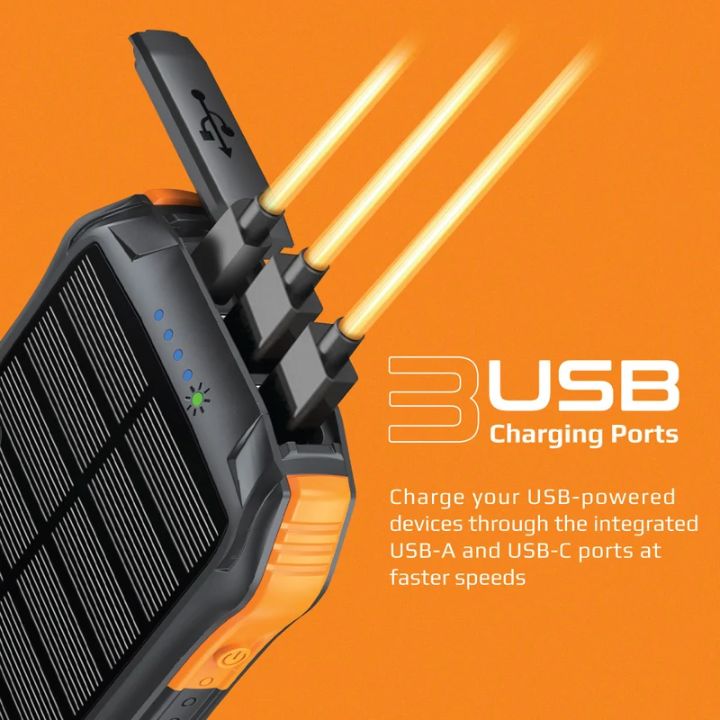Promate SolarTank-10PDQi 10000mAh Solar Power Bank
