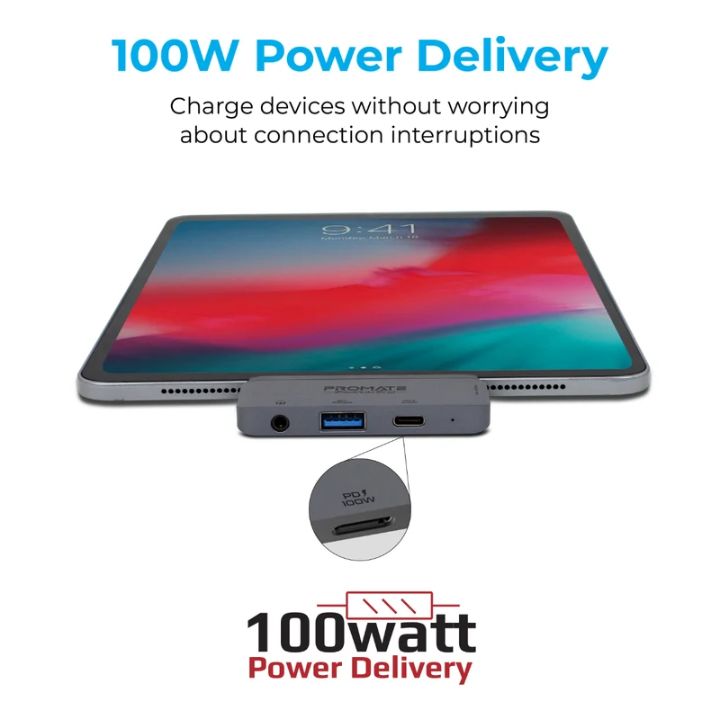 Promate PadHub-Pro 4-in-1 USB-C Hub with 100W PD