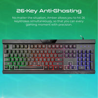 Vertux Amber Rainbow Backlit Gaming Keyboard