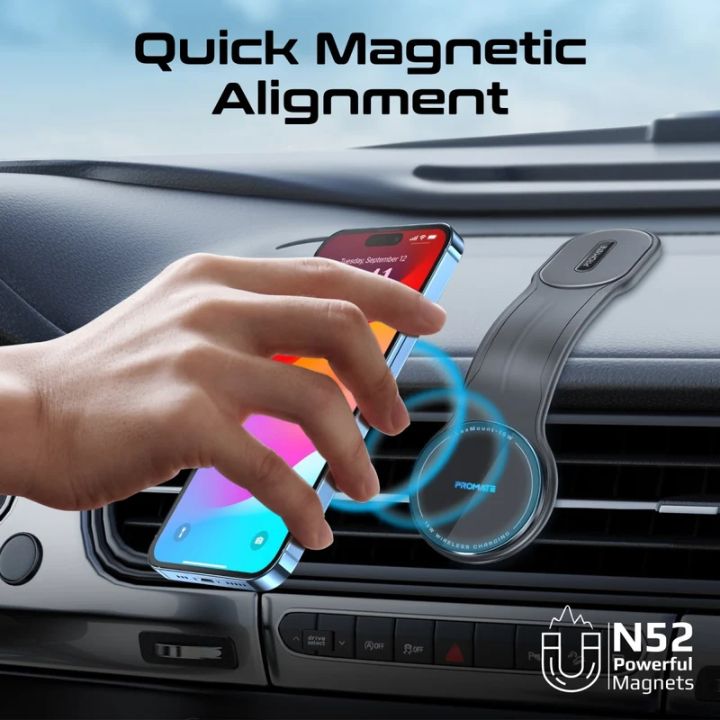 Promate LaxMount-15W Flexible Wireless Car Charger
