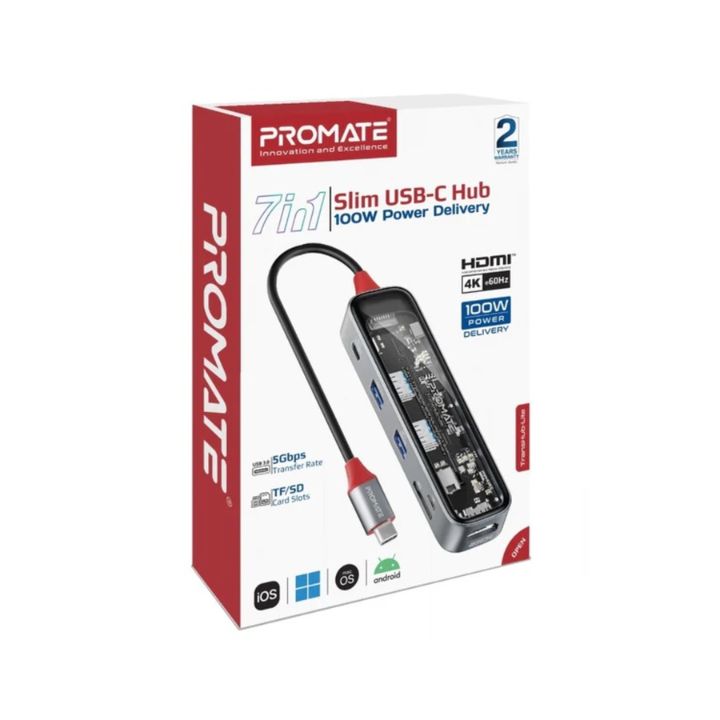 Promate TransHub-Lite 7-in-1 100W USB-C Hub