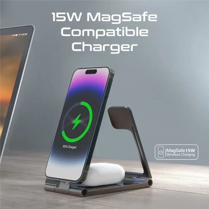 Promate AuraFold-Trio 15W 3-in-1 Wireless Charger