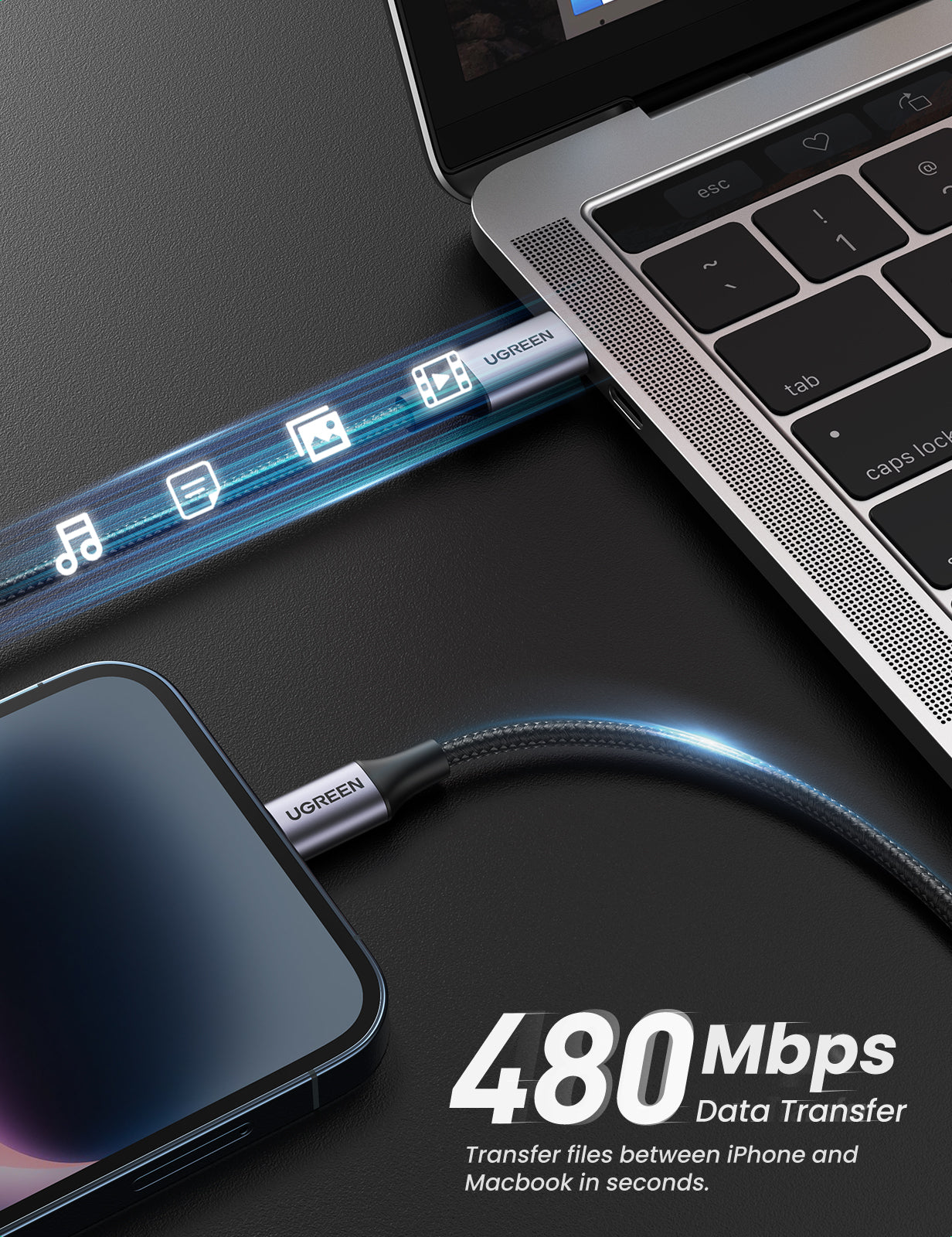 Ugreen US304 20W USB C to Lightning Cable 2m