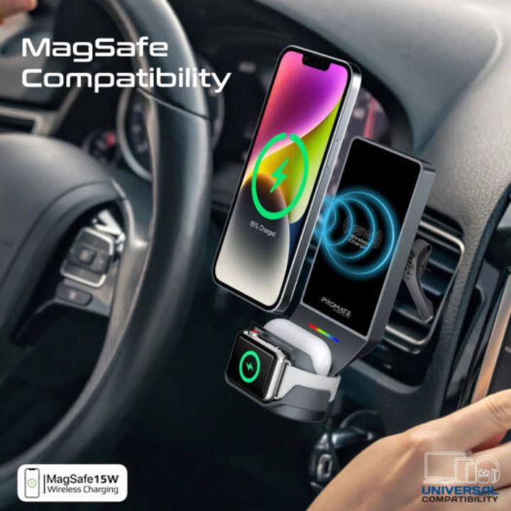 Promate MagDrive-Trio 15W 3-in-1 Car Charger