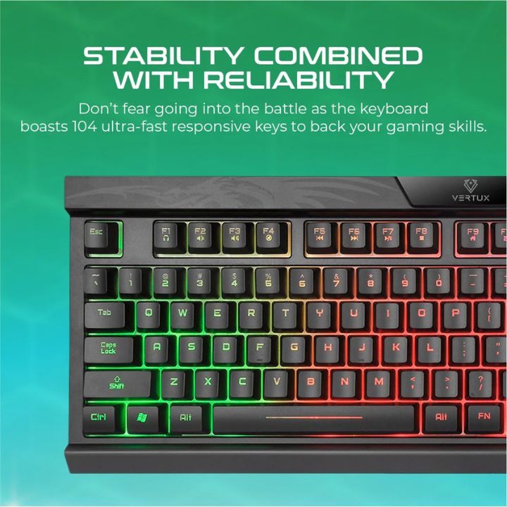 Vertux Amber Rainbow Backlit Gaming Keyboard
