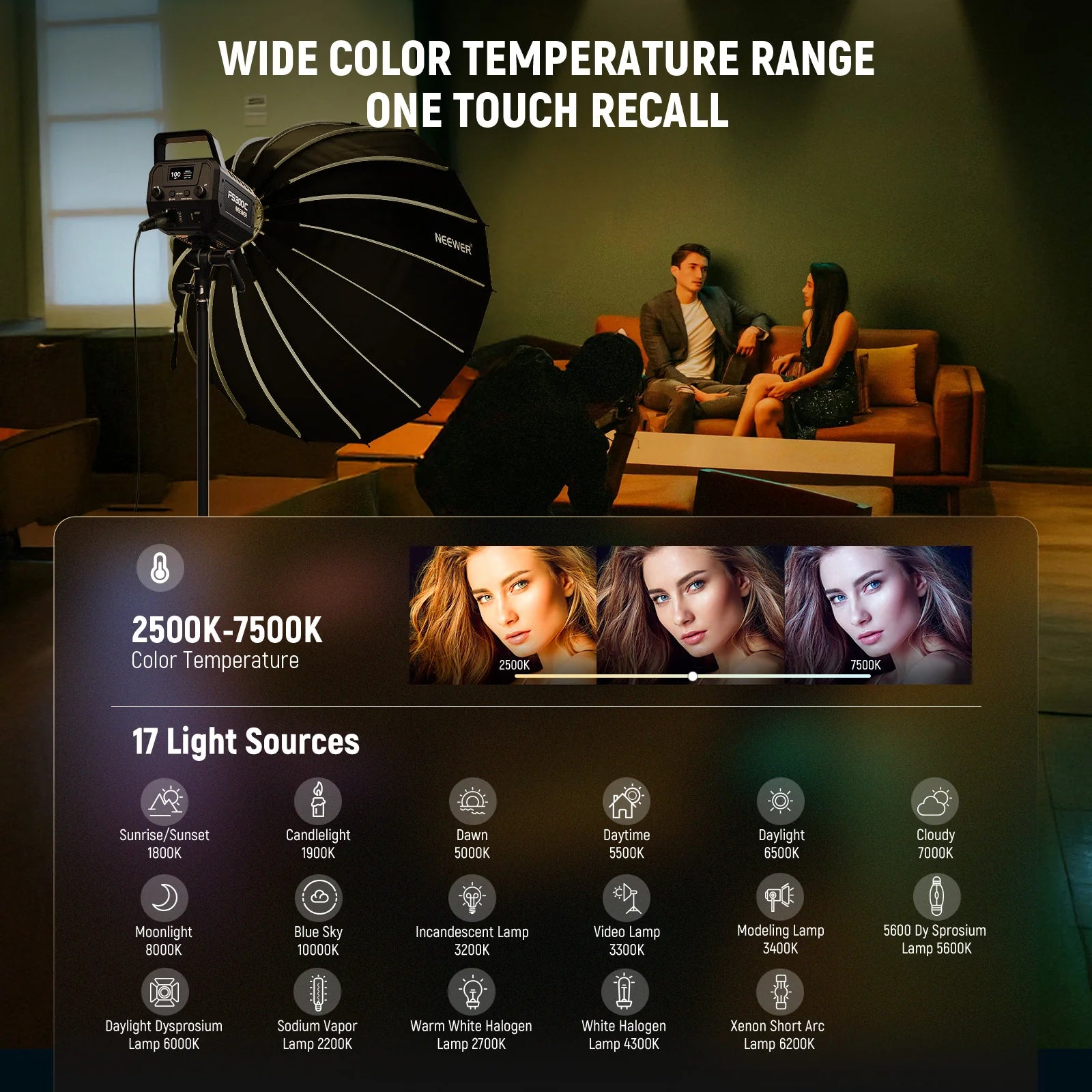 Neewer FS300C 300W RGBWW LED Video Light