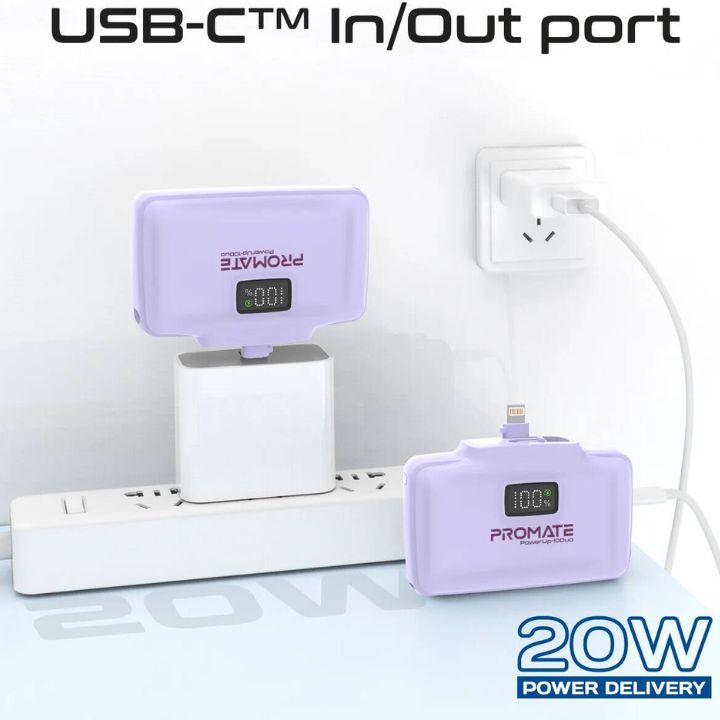 Promate PowerUp-10Duo 10000mAh 20W Dual-Connector Power Bank