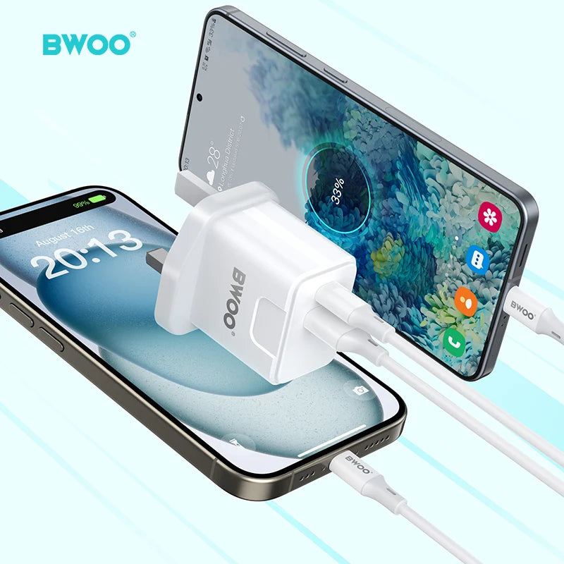 BWOO CDA162 PD 20W + QC 18W Dual Port Wall Charger