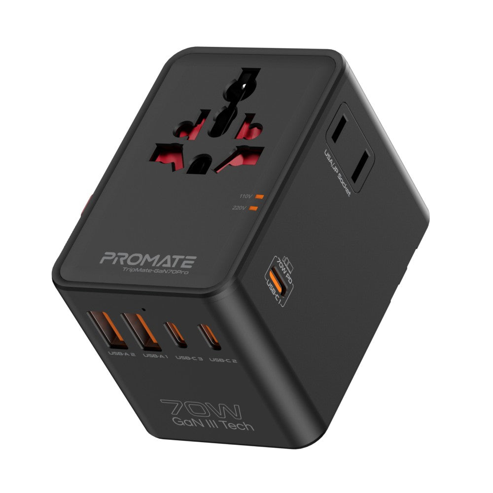 Promate TripMate GaN70Pro 70W Travel Adapter