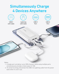 Anker Zolo A1680 10000mAh 30W Power Bank with Built-In USB-C & Lightning Cables