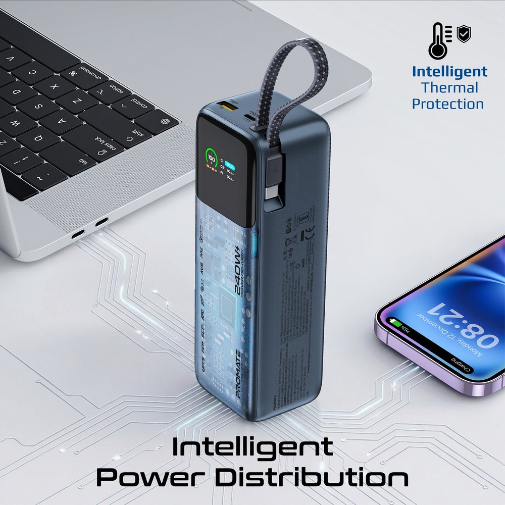 Promate Titan-240Pro 27000mAh 240W Power Bank with TFT Display