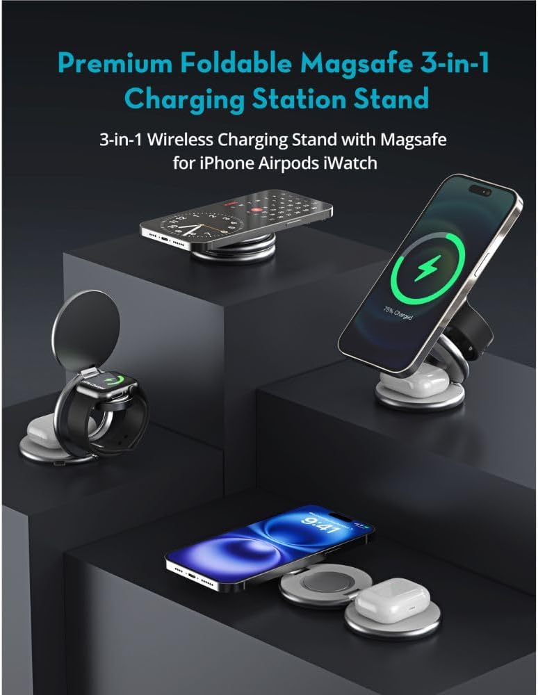RAVPower RP-WC1008 Foldable 3-in-1 15W Wireless Charger